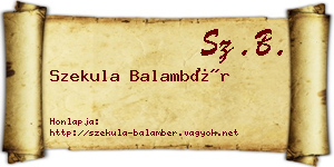 Szekula Balambér névjegykártya